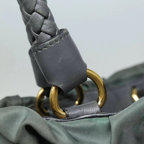 PRADA Hand Bag Nylon 2way Khaki Gold Auth - Picture 14 of 16
